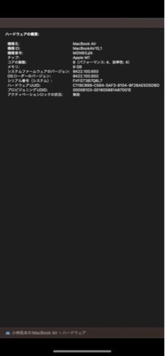 最終値下げ】【充電回数10回】美品 MacBook Air M1 256GB Macbook air M1充