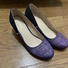 【お値下げ可能】パンプス　黒×紫