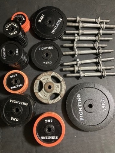 プレートセット 合計140kg ダンベル、シャフトセット ベンチバーベル