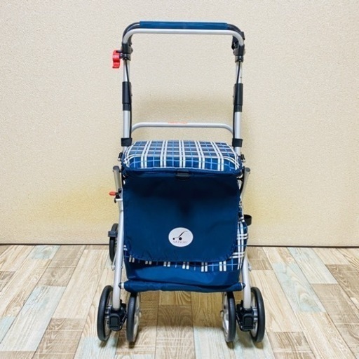 サツキ 歩行補助車 バッグ\u0026チェア 紺チェック