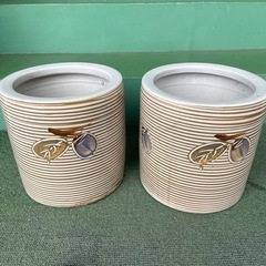 陶器　火鉢　一対　メダカ容器　