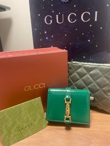 GUCCI 二つ折り財布　ジャッキー1961 パイソン革グリーン希少