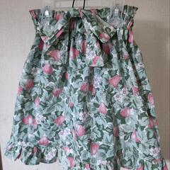 いちご柄スカート110サイズ　リボンゴムセット　ハンドメイド作品