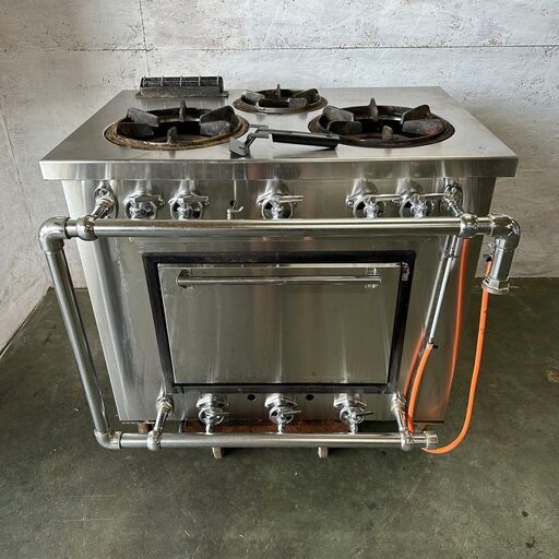 【marusen】 マルゼン 業務用 3口 コンロ オーブン付き ガステーブル MGRD-096D LPガス 店舗 厨房機器