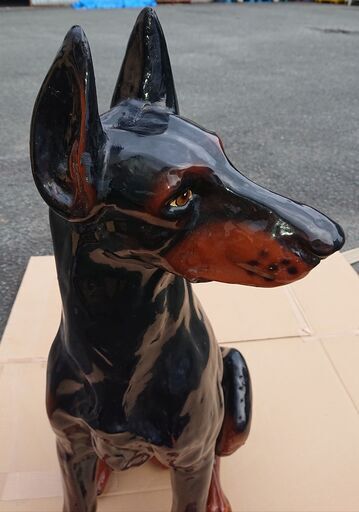 大きな犬ドーベルマンの置物 高さ82cm FRP樹脂製 数万円⇒￥8800