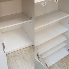 ニトリ キッチンカウンター ハイタイプ 横幅100㎝×奥行40cm×高さ115cm■ 2枚ガラス扉 1枚扉 棚板可動式 引出し1個 スライドテーブル コンセント1口 ホワイト 鏡面仕上げ レンジボード キッチンボード 食器棚■近隣配送無料 買取帝国 朝霞店