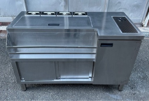 業務用 キャビネット 作業台 調理台 1250×600×800 スライド リンサー付き 置き棚 収納棚 食器棚 キャビネット型作業台 厨房 ジョッキ洗浄