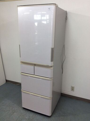 (10/1受渡済)YJT7498【SHARP/シャープ 5ドア冷蔵庫】2014年製 SJ-PW42Y-C 家電 キッチン 冷蔵冷凍庫 左右開きドア 自動製氷 424L