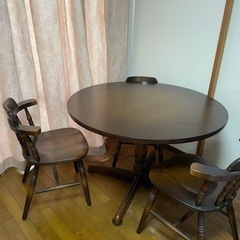 円卓　テーブル　椅子3脚セット