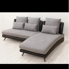 ニトリ　布張りカウチソファ　L型ソファー　グレー　黒