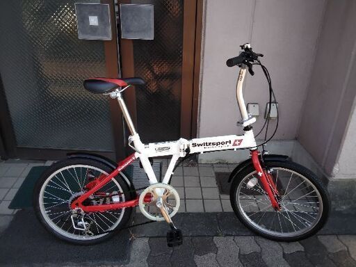 Switzsport[スウィッツスポート]20吋 折り畳み自転車 外装6段/ホワイトＸレッド