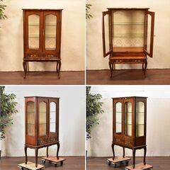 【ヤ取終了10/18】≪yt848ジ≫ イタリア製輸入家具 ネコ脚キュリオケース 鍵付き Claudio Saoncella 飾り棚/キャビネット/ガラスケース 50810-04