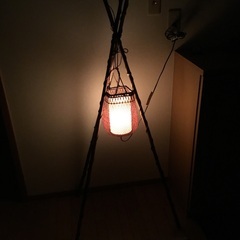 半額に値下げ　昭和アンティーク　天然竹+竹籠の白熱灯照明器具　