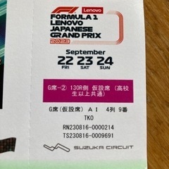 2023 F1日本グランプリ　チケット2枚