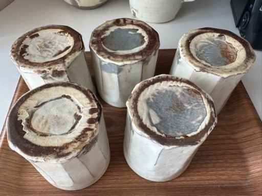 花岡 隆 湯呑み 5個まとめて 欠けあり - 茶器