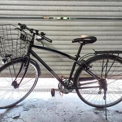 自転車中古　クロスバイク　シティサイクル　MARUKIN　Nostalia　外装6段変速　フレームサイズ445　オートライト　カゴリアキャリア鍵付き　タイヤ27インチ　カラーブラック