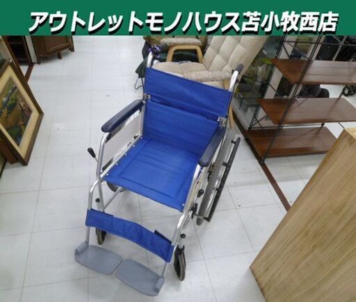 Nick 車いす 自走式 幅約65cm 折りたたみ ブルー系 自走介助兼用 車椅子 車イス 苫小牧西店
