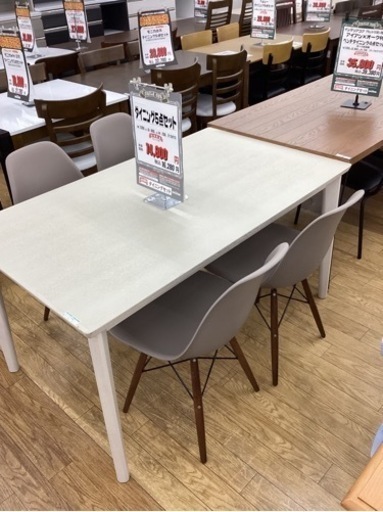 KI-52【新入荷　リサイクル品】ダイニング5点セット　白系天板