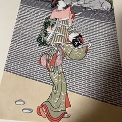 春信　浮世絵プリント　梅の枝折り　名作版画　ポスター