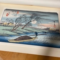 広重　浮世絵プリント　月の洗馬　名作版画　ポスター