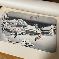 広重　浮世絵プリント　蒲原・夜の雪　名作版画　ポスター