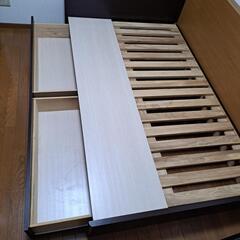 収納付き セミダブルベッド マットレス付き