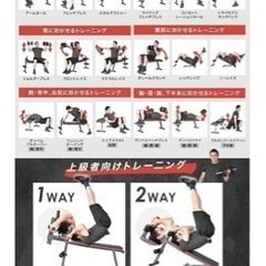 筋トレ器具 (ベンチプレス、バーベルセット、ぶら下がり、トレーニングチェア)
