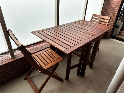 IKEA イケア APPLARO 屋外用テーブル + チェアx2