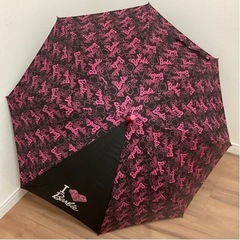 Barbie バービー 長傘 雨傘 ブラック ピンク ロゴ プリ...