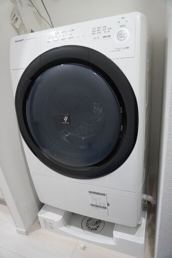 ［美品］シャープ ドラム式洗濯機 ES-S7E-WR（ホワイト）