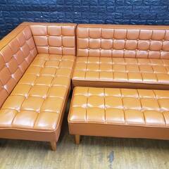 ソファーダイニングセット・２P、左肘アーム・ベンチ３点セット ブラウン 8050