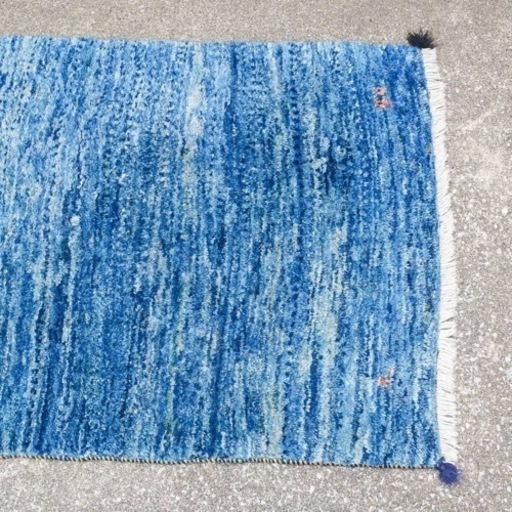 ギャッペ　ギャッベ　絨毯　イラン　大判　ソファ前　天然　ウール　100%  青系　ブルー系　ペルシャ