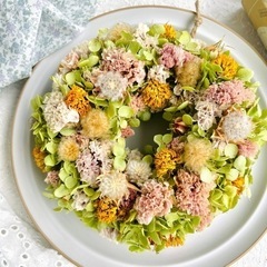 ケーキのような紫陽花リース