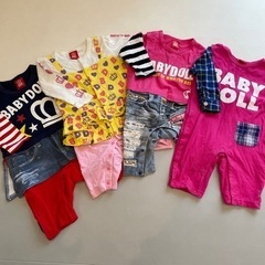 前開きロンパース70＆80長袖ベビードール　ベビー服子供服