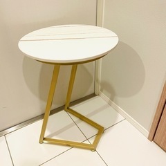 【無料】大理石調×ゴールドサイドテーブル