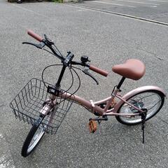 再値下げ 折り畳み20インチ自転車 新品 ピンクゴールド 変速､鍵､ライト  