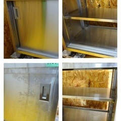 (1101-0) 業務用 ステンレス キャビネット 作業台 裏表引き戸 4枚 W1500D600H800 中古 厨房 調理台 飲食店 店舗 事務 引き取りも歓迎 大阪 1101-0) 業務用 ステンレス キャビネット 作業台 裏表引き戸 4枚