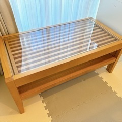 【ネット決済】KEYUCA ケユカ ローテーブル 伸長式 ガラス 二段