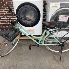 26インチ自転車 カゴ付き 通勤 通学 鍵付き グリーン色 💳自...