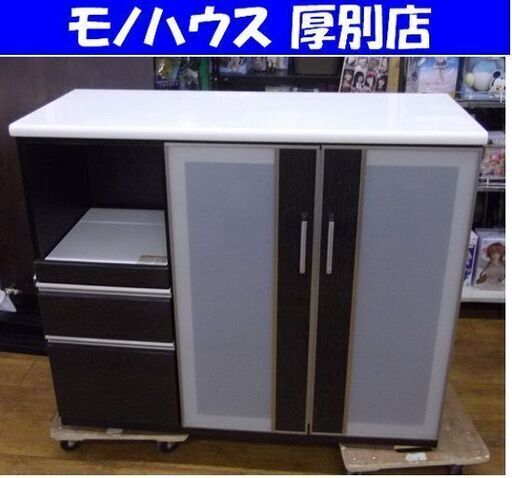 ミドルレンジボード カウンター ポスティア 120 BK 鏡面仕上げ キッチンカウンター ニトリ 食器棚 キッチン収納 白 NITORI キッチンボード 札幌 厚別店