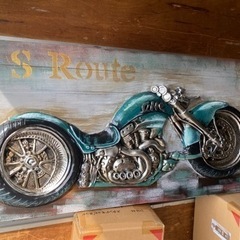 【ネット決済】アメリカン　バイク　木製アート　RUTE 66