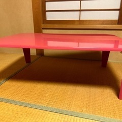 ローテーブル　服部家具　ピンク　折れ脚テーブル 6310-9060