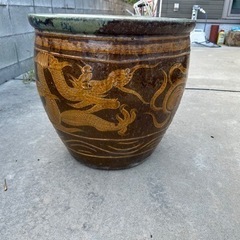 金魚鉢 メダカ鉢 龍四石 骨董品 100年前の壺 詳細不明