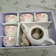 桜模様、茶器セット