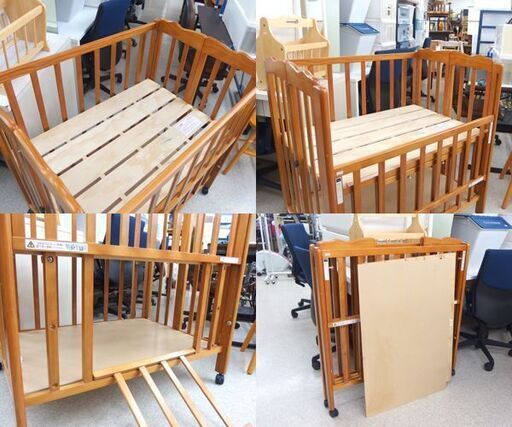 折りたたみミニベビーベッド 内寸60×90 大和屋 パタン キャスター付き