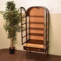 ≪yt852ジ≫ 飛騨産業 アーチ型キュリオケース キャビネット/カップボード/ガラスケース/ビンテージキツツキ 現状品 50810-10