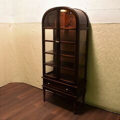 ≪yt852ジ≫ 飛騨産業 アーチ型キュリオケース キャビネット/カップボード/ガラスケース/ビンテージキツツキ 現状品 50810-10