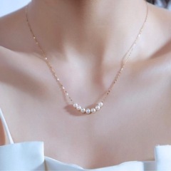 K18あこやベビーパール・スルーネックレス