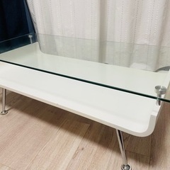 ローテーブル　ガラス　ホワイト