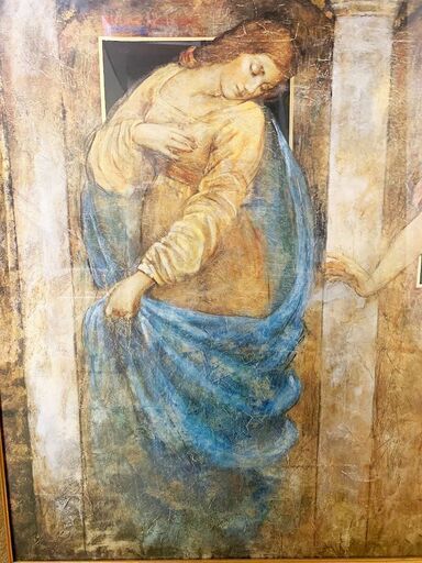 リチャード・フランクリン　「受胎告知」　真作　大きさ：約104×116cm 大天使ガブリエル　聖母マリア 救世主キリスト 聖告　大型絵画